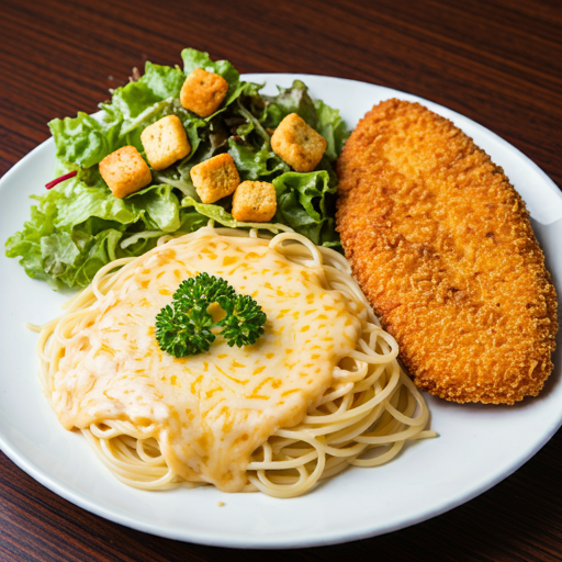 Espaguete 4 queijos com tilápia