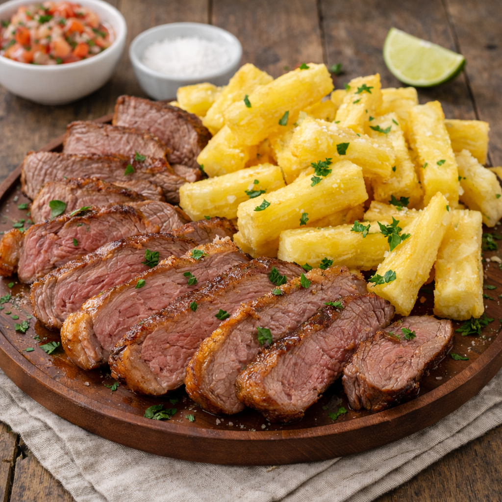 Picanha com mandioca 