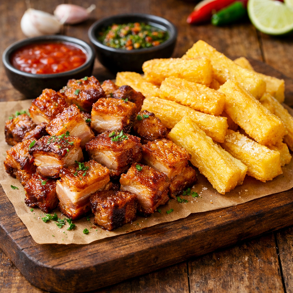 Panceta com mandioca 